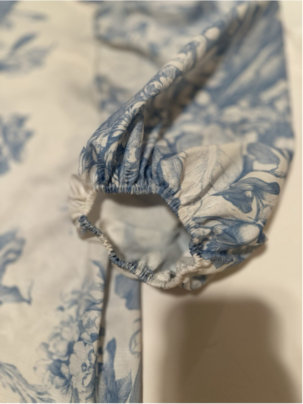 AVE Linen Floral Blouse Womens XL Ruffle Collar Covered Buttons Balloon Sleeves - Picture 10 of 17